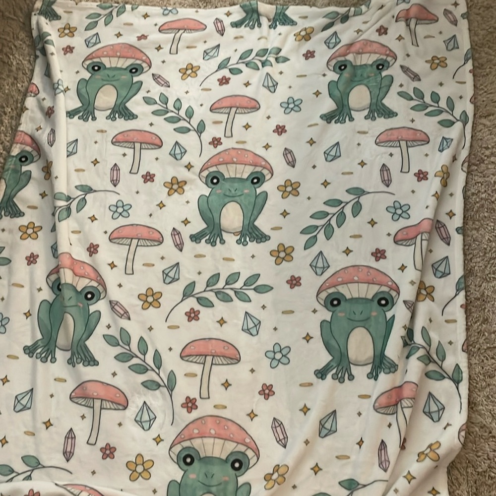 Large, aesthetic Mushroom and frog blanket